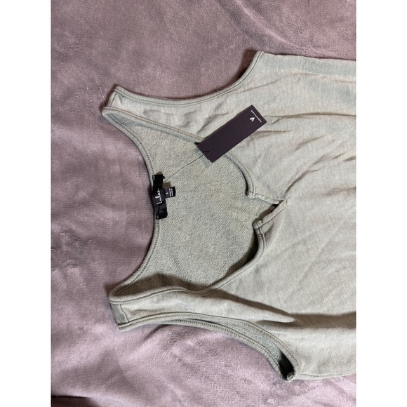 NWT Lulus Small‎ Perfect Lazy Day Sage Green Sleeveless Drawstring Lounge Romper - Picture 4 of 10